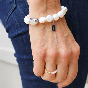 Zjoosh White Pearl Bracelet Silver Bean