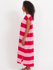 Haven Jardin Stripe Tshirt Dress Garnet