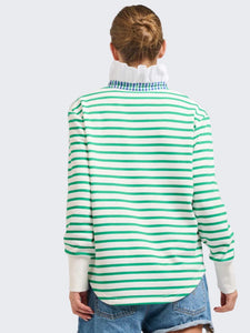 EST 1971 Rugby Cotton Frill Collar Sweatshirt Green Stripe