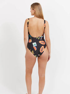 Haven Cabana Twist One Piece Swimsuit Brasil Black