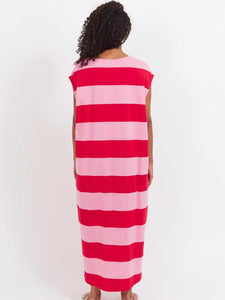 Haven Jardin Stripe Tshirt Dress Garnet