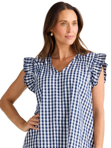 Brave and True Paz Top Navy Gingham