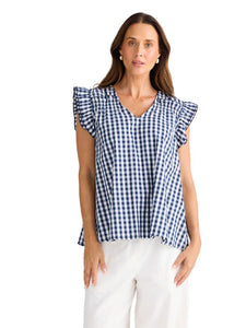 Brave and True Paz Top Navy Gingham