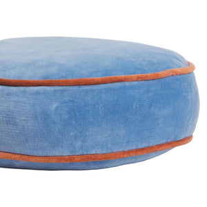 Sage x Clare Castilo Round Velvet Cushion Blue Jay