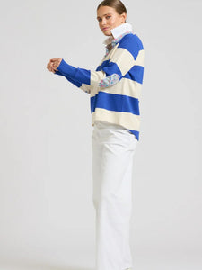 EST 1971 Rugby Cotton Sweatshirt Royal Blue & Ivory