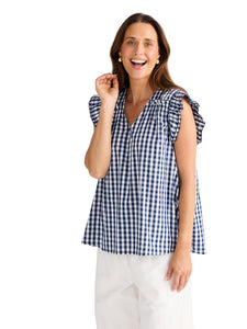 Brave and True Paz Top Navy Gingham