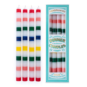 Archivist Gallery Multi-Stripe Dinner Candle Pack Of 4