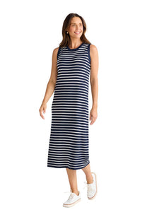 Brave and True Squad Dress Navy w White Stripe