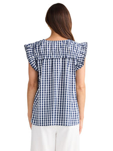 Brave and True Paz Top Navy Gingham