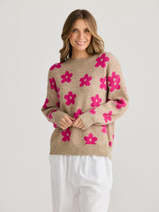 Holiday Maui Knit Hot Pink Floral