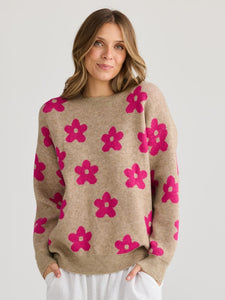 Holiday Maui Knit Hot Pink Floral