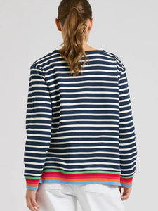 EST Zipside Classic Cotton Sweatshirt French Navy Stripe/Rainbow