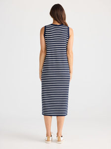Brave and True Squad Dress Navy w White Stripe