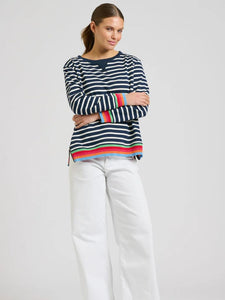 EST Zipside Classic Cotton Sweatshirt French Navy Stripe/Rainbow