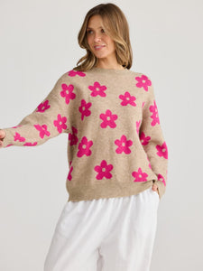 Holiday Maui Knit Hot Pink Floral