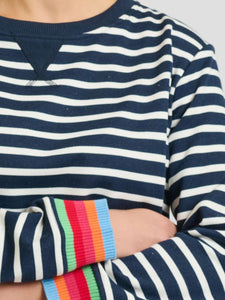 EST Zipside Classic Cotton Sweatshirt French Navy Stripe/Rainbow