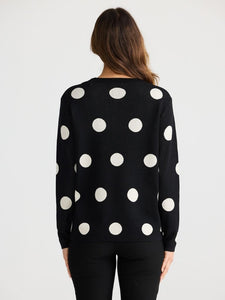 Brave and True Petra Polka Dot Knit Black/Oat