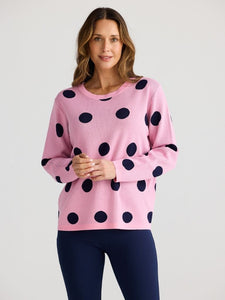 Brave and True Petra Polka Dot Knit Pink/Navy
