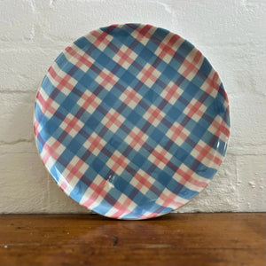 Noss and Co Platter Cornflower Blue & Pink Gingham