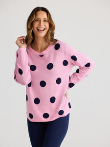 Brave and True Petra Polka Dot Knit Pink/Navy