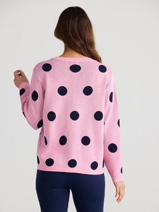 Brave and True Petra Polka Dot Knit Pink/Navy
