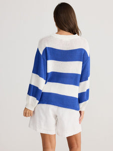 Holiday Driftwood Knit Blue Stripe