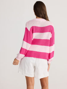 Holiday Driftwood Knit Pink Stripe