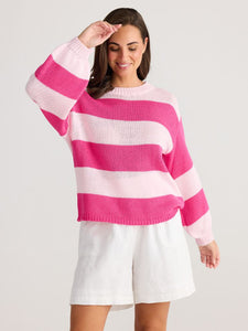 Holiday Driftwood Knit Pink Stripe