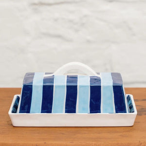 Noss and Co Butter Dish Navy & Blue Stripe