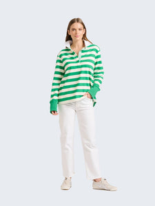 EST 1971 Rugby Cotton Sweatshirt Green Stripe