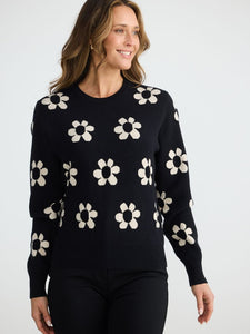 Brave + True Flower Knit Black with Neutral