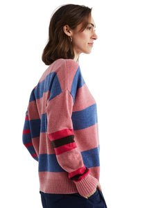 LD & Co Lambswool Stripe Crew Pink