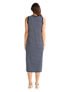 Brave and True Squad Dress Navy w White Stripe