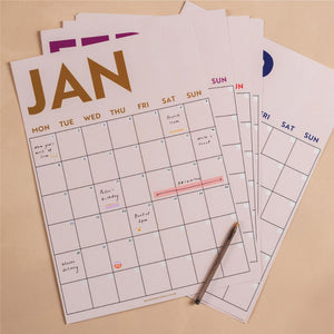 Good Tuesday Monthly Undated A3 Wall Planner