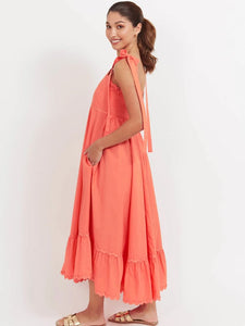 Haven Brasilia Tie Maxi Dress Coral