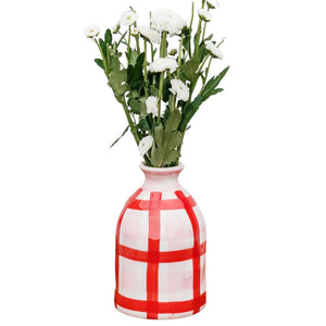 Noss and Co Bud Vase Pink & Red Gingham