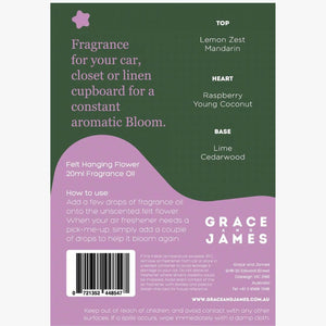 Grace and James Yuzu, Lime & Coconut Felt Air Freshener