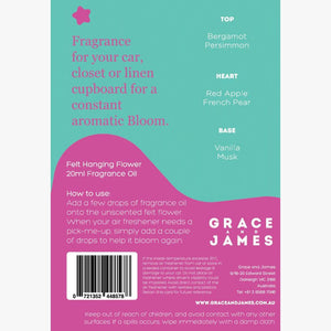 Grace and James Bloom Collection Persimmon & Vanilla Felt Air Freshener