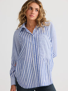 Talisman Yellowstone Shirt Navy Blue Stripe