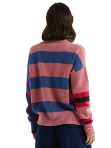 LD & Co Lambswool Stripe Crew Pink