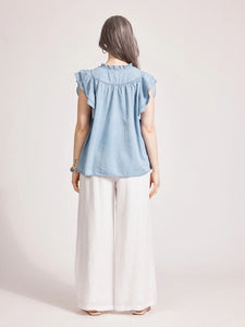 Eb + Ive Melenia Denim Frill Top Denim