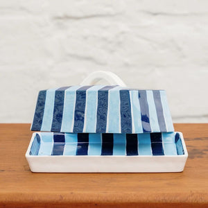 Noss and Co Butter Dish Navy & Blue Stripe