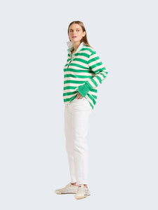 EST 1971 Rugby Cotton Sweatshirt Green Stripe