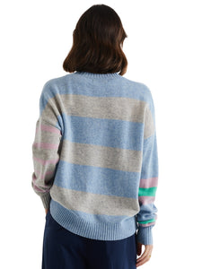 LD & Co Lambswool Stripe Crew Sky