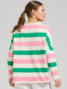 EST 1971 Raw Long Sleeve Sweatshirt Pink & Green Stripe