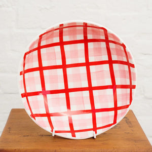 Noss and Co Salad Bowl Pink & Red Gingham