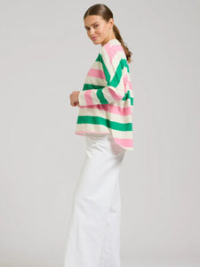 EST 1971 Raw Long Sleeve Sweatshirt Pink & Green Stripe