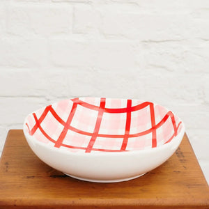 Noss and Co Salad Bowl Pink & Red Gingham
