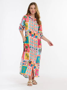 Italian Star Shayli Dress Palm Tree Print