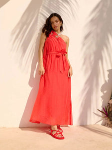Haven Baja One Shoulder Dress Punch